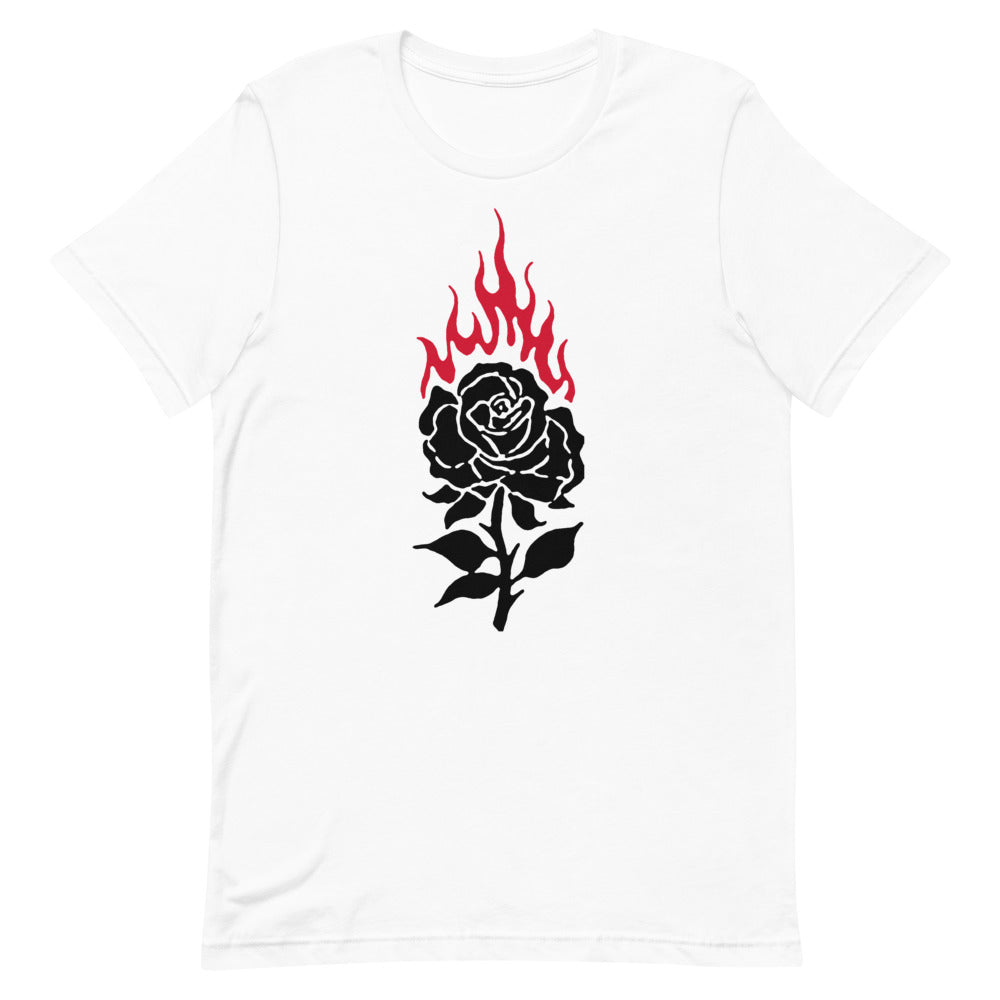 Burning Rose Unisex T-Shirt from Swallows N Daggers